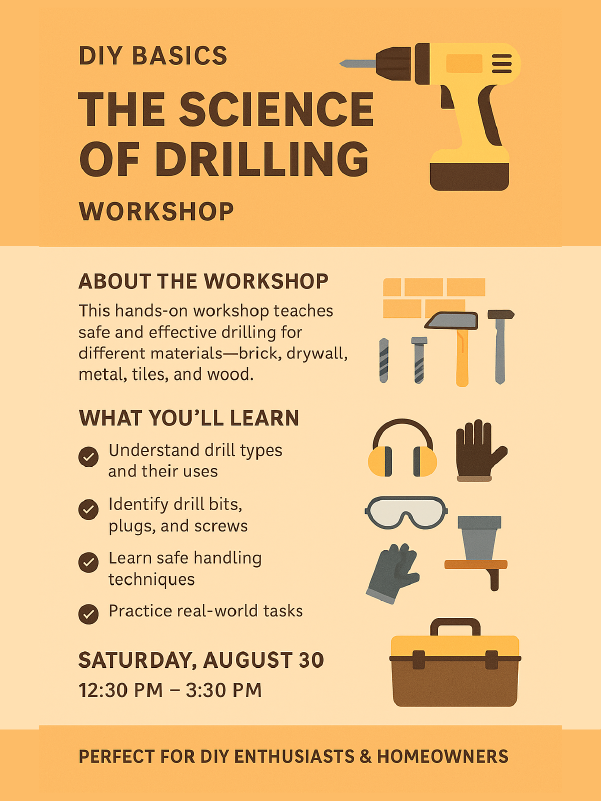 DIY Basics Workshop – The Science of Drilling 30-08-25