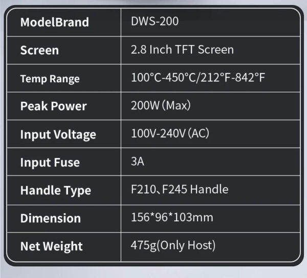 FNIRSI DWS-200 200W Soldering Iron Station Kit