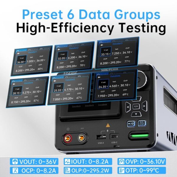 FNIRSI IPS3608 Programmable DC Power Supply 0-36V 0-8A