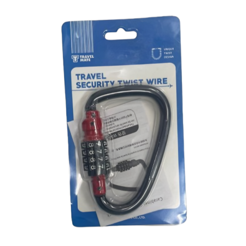 Travel Security Twist Wire with 4 Digit Carabiner Combination Lock