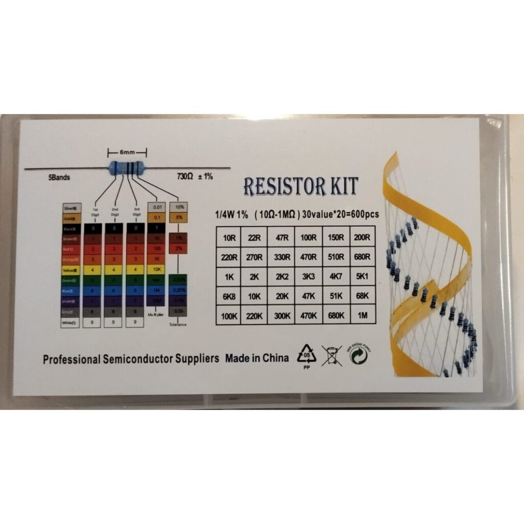 Assorted Resistor Kit 1/4W (30types, 10Ω-1MΩ) – EDR²