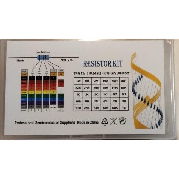 resistor_square Assorted Resistor Kit 1/4W (30types, 600Pcs)