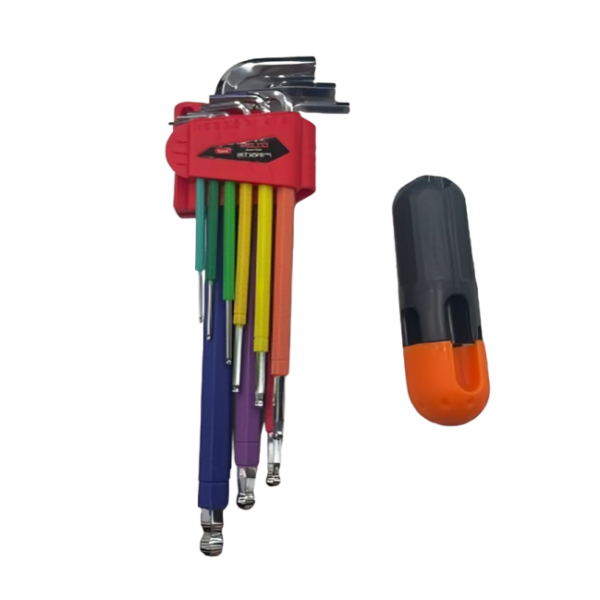 57842acd290743bbb8785ae014525651 Professional 9-Piece Color-Coded Ball-End Hex Key Set