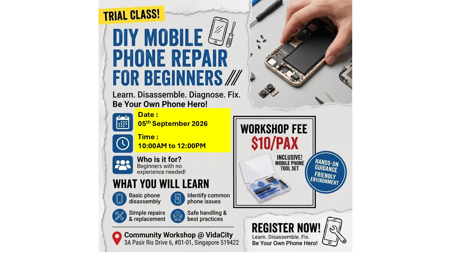 DIY Mobile Phone Repair Workshop 5 Sep 2026