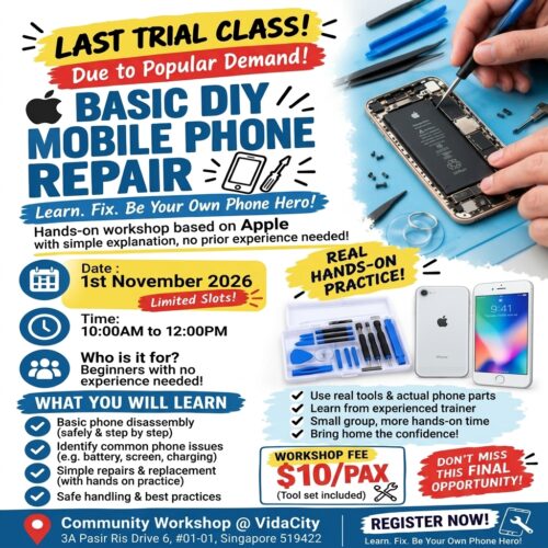 1 Nov phone class DIY Mobile Phone Repair Workshop 1 Nov 2026